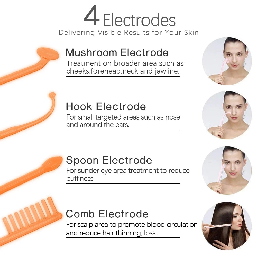 Portable High Frequency Skin Therapy Wand Electrotherapy Comb Tightening Acne Spot Scar Remover Face Massage Aesthetic Equipment