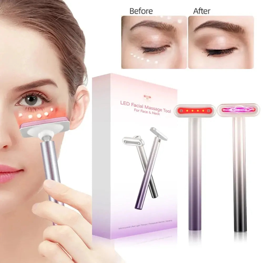 Microcurrent 4 in 1 Electric EYE Dark Circles Fairy Stick EMS Face Neck Skin Care Massage Stick Facial Massager Wand